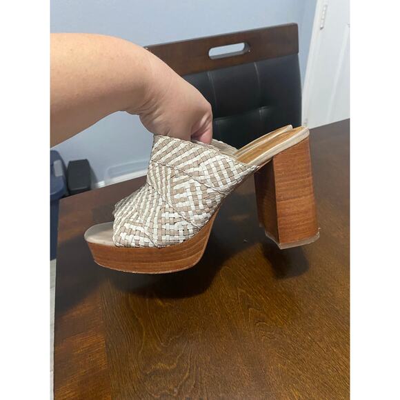 Frye Shoes Frye Katie Woven Platform Slide Gray White SZ 8 - Picture 6 of 13